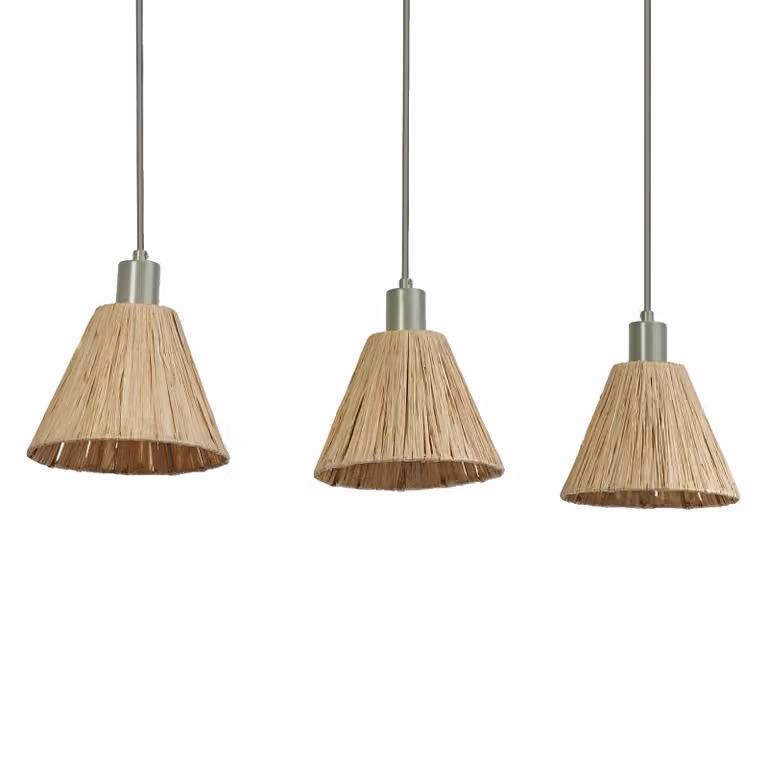 LEDVANCE lampada a sospensione a 3 luci Decor Raffia Linear verde in rafia e metallo, E27, lunghezza 845 mm, paralume in materiale riciclato, sostenibile grazie alla sorgente luminosa sostituibile, facile installazione