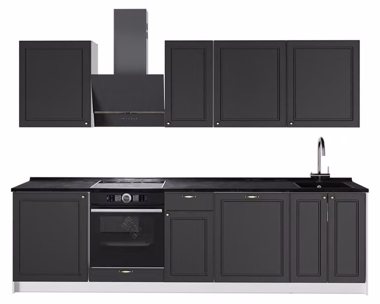 Cucina componibile Vicco Fame-Line Oro-antracite rustico/Bianco 280 cm senza piano di lavoro, Model 64219