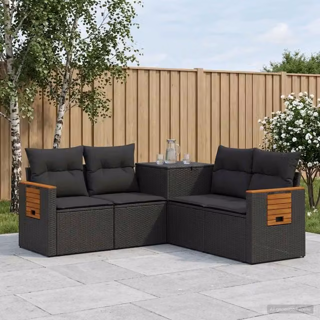Set di divani 5 pz Nero 179 x 179 x 85 cm 3447942