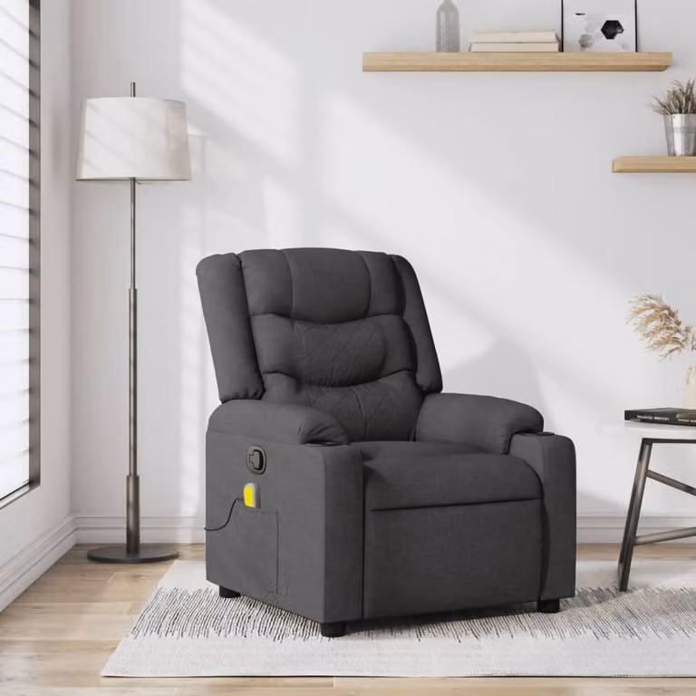 vidaXL Poltrona reclinabile relax in tessuto Grigio con braccioli e leva manuale