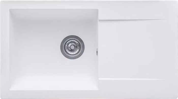 Lavello da incasso EINNA, SMC bianco Uni-17, 1 vasca, 78 x 43,5 cm, scarico manuale, incl. valvola a cestello e sifone