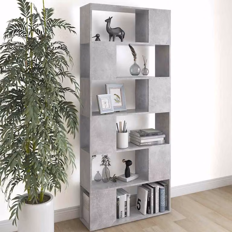 Libreria divisorio vidaXL in MDF color grigio cemento, L 80 cm x P 24 cm x H 186 cm