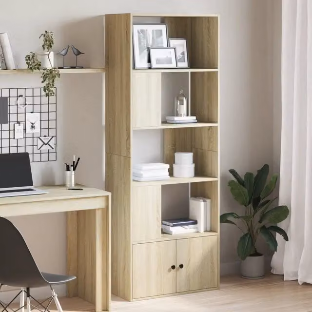 Libreria moderna vidaXL in legno marrone con pannello posteriore L: 70 cm, P: 36 cm, H: 189 cm – 1
