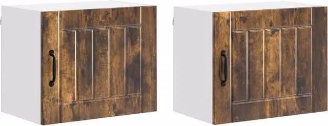 Set di 2 armadietti pensili da cucina moderni design essenziale 50 x 31 x 40 cm in legno ingegnerizzato rovere fumo 02_0053934