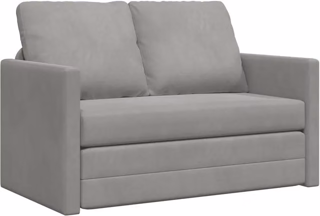 Divano letto | Sof¨¤ letto | Letto singolo da Terra 2 in 1 Grigio Chiaro 122x204x55cm Velluto