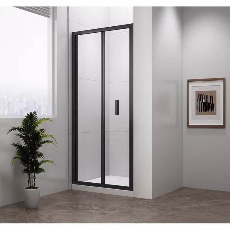 Polysan EASY BLACK Porta a soffietto per doccia 900 mm, vetro trasparente