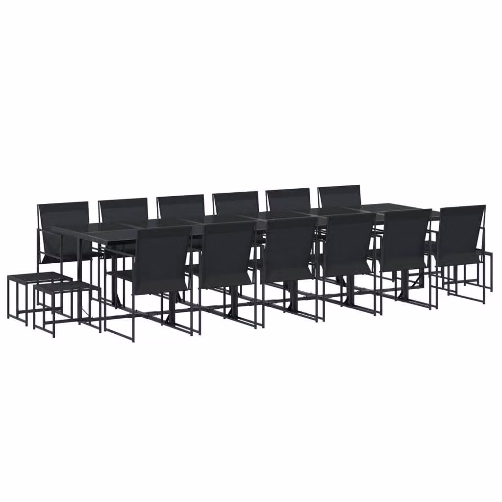 Set da Pranzo da Giardino 17 pz Nero in Textilene
