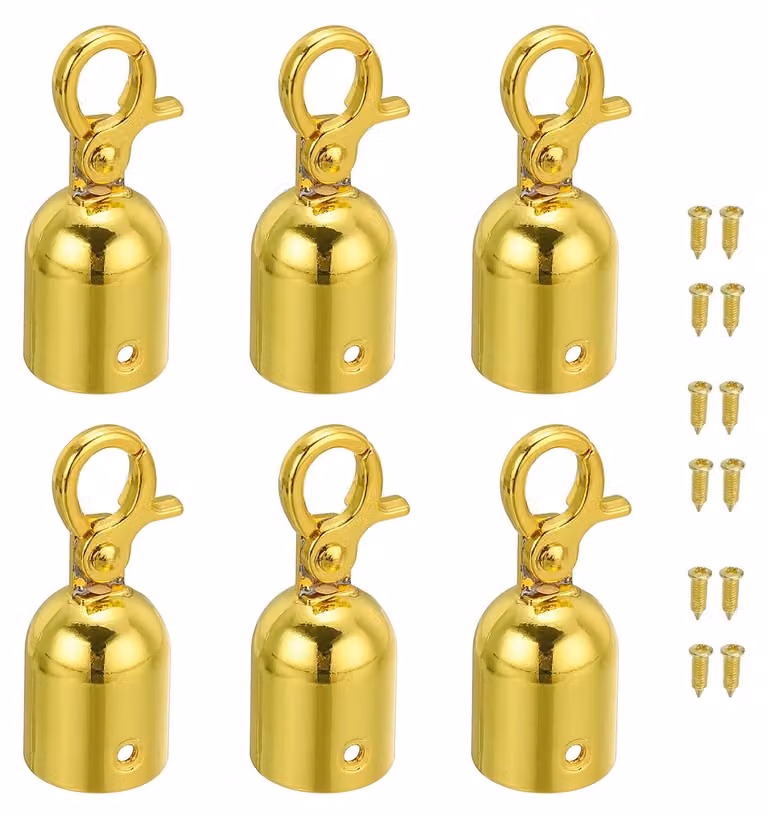 Set di 6 coperture per cavi, dimensioni 20 x 50 mm, in alluminio, finitura dorata