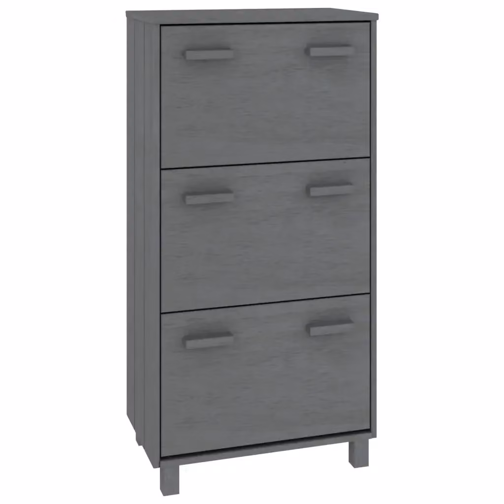 Scarpiera HAMAR vidaXL Grigio Scuro in Legno di Pino, L: 59,5 cm, P: 35 cm, H: 117 cm – 2