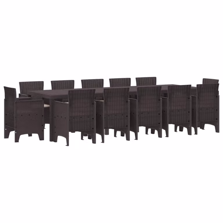 vidaXL Set da Pranzo per Giardino 13 pz Marrone e taupe Poly Rattan
