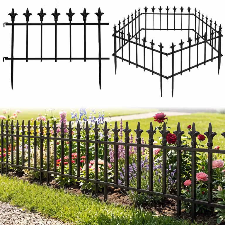 COSTWAY, set di 5 recinzioni decorative per giardino, realizzata in metallo, dimensioni 56 cm (larghezza) x 44 cm (altezza)