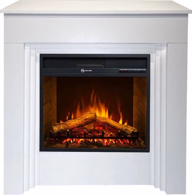 Camino elettrico caminetto da terra BELLINI in legno Bianco Made in Italy L96 x P35 x H96
