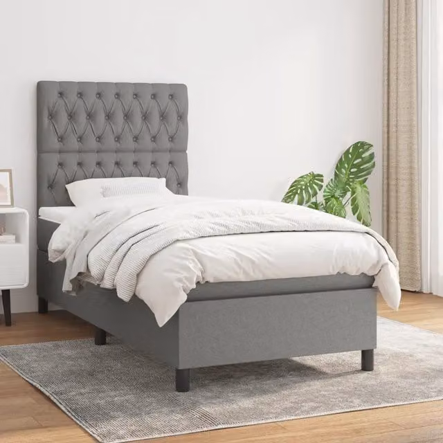 Letto Ibrido con Giroletto a Molle e Materasso vidaXL, Grigio e Bianco, L/P/H: 100 x 200 x 203 cm – 1