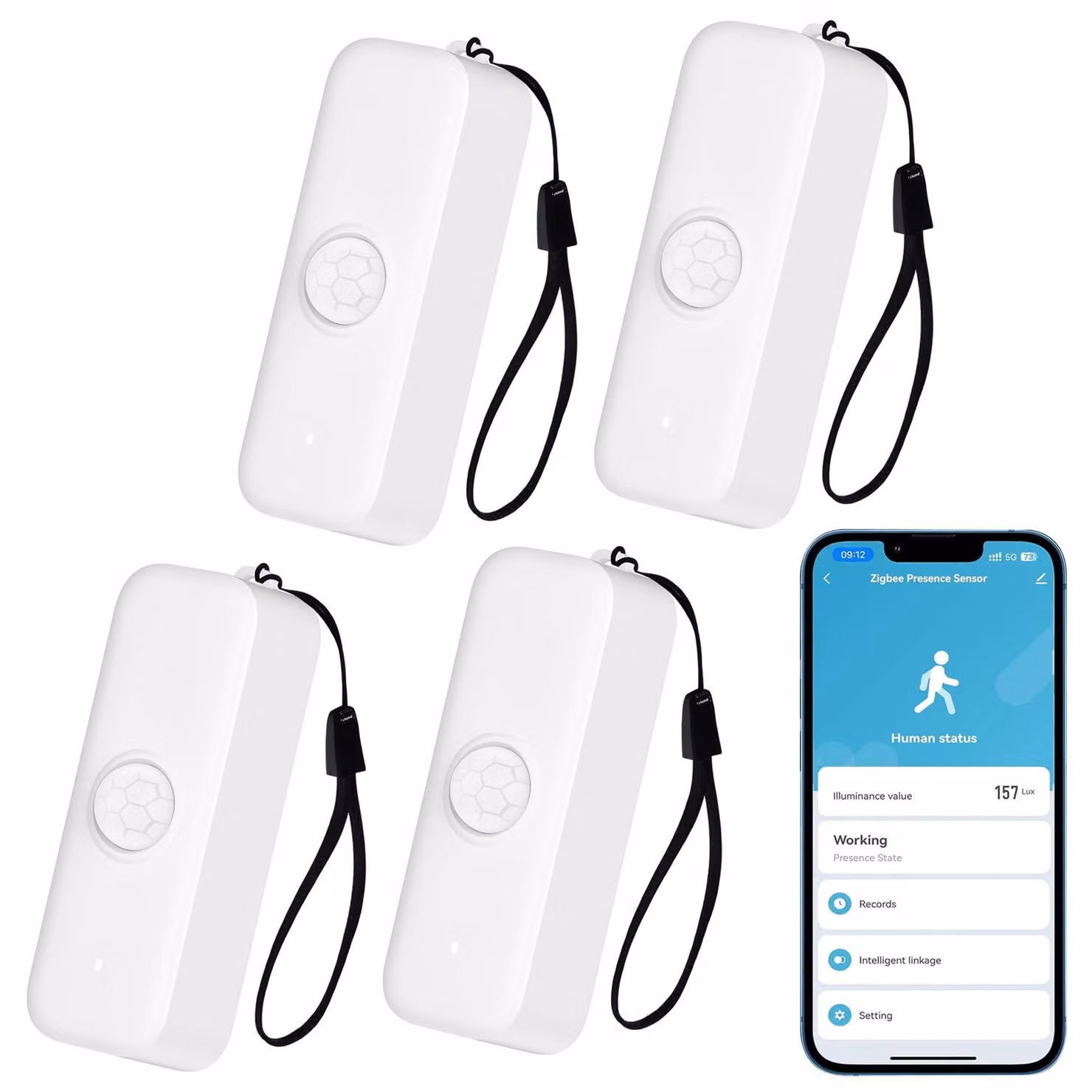 Sensore di movimento intelligente, sensore PIR Wi-Fi con monitoraggio tramite app (confezione da 4)
