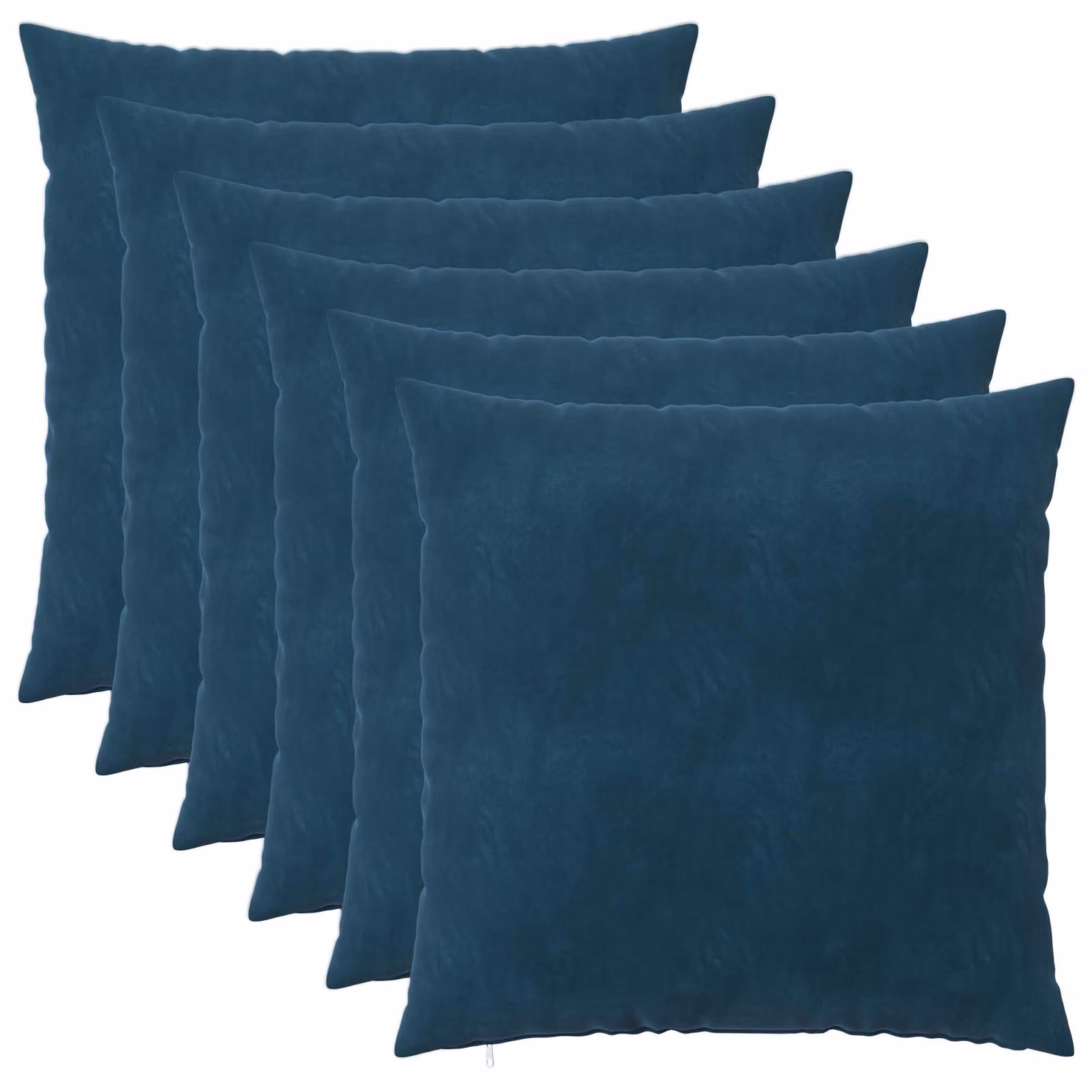 Set di 6 federe vidaXL HEERLEN in velluto blu, L 55 cm x P 55 cm