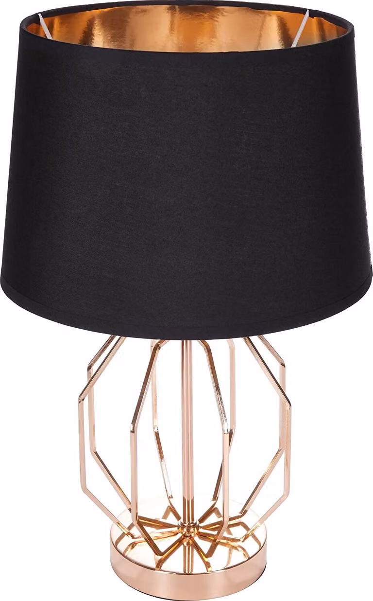 BRUBAKER Lampada da tavolo o da comodino con motivo a reticolo vintage - Lampada da tavolo moderna con base in metallo - Altezza 45 cm, oro nero