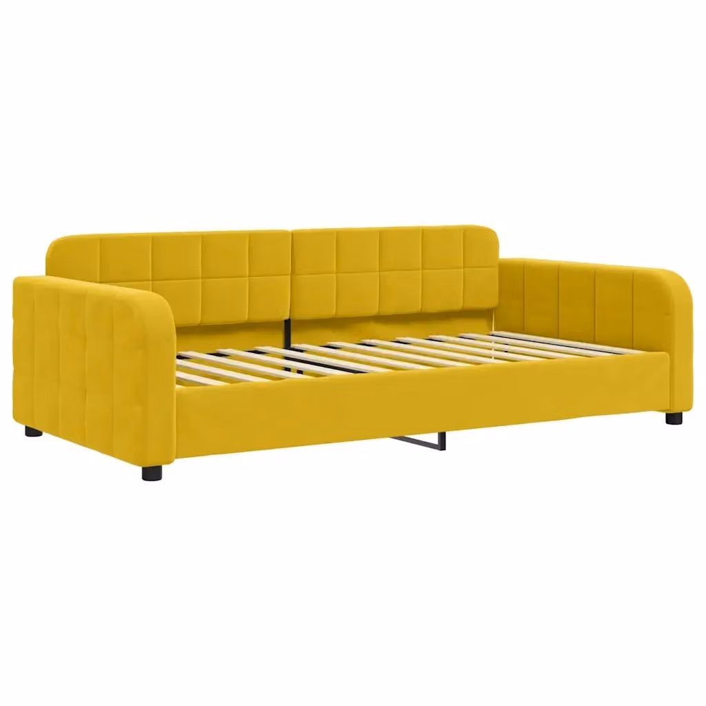 Letto da giorno moderno vidaXL in velluto giallo con struttura in metallo e legno L: 200 cm, P: 110 cm, H: 71 cm – 2
