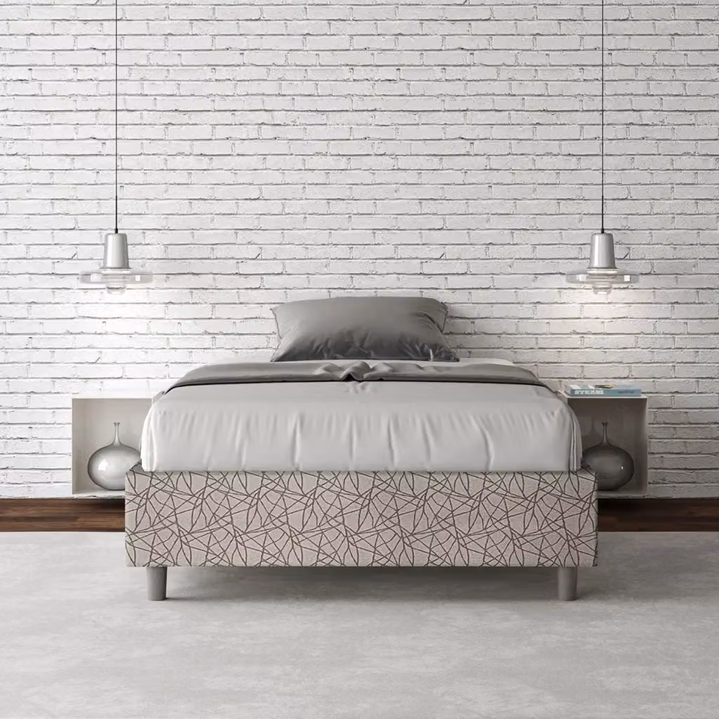 Letto Sommier 1 Piazza e Mezzo Azelia Era 02 Grigio con Contenitore e Rete GIORDANOSHOP L/P/H: 120 x 210 x 39 cm – 2