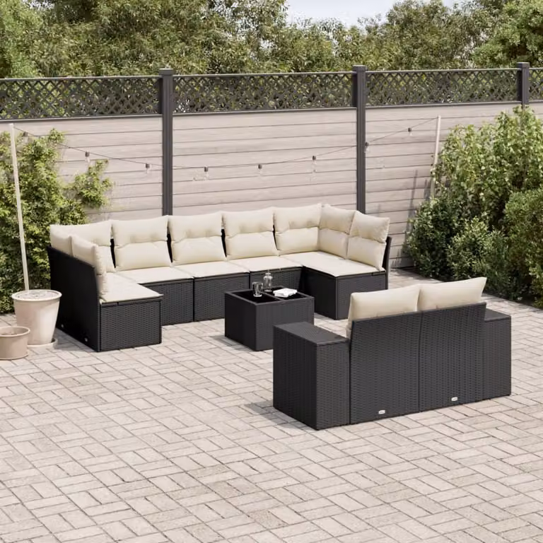 Maison Exclusive - Set Divani da Giardino 10pz con Cuscini in Polyrattan Nero