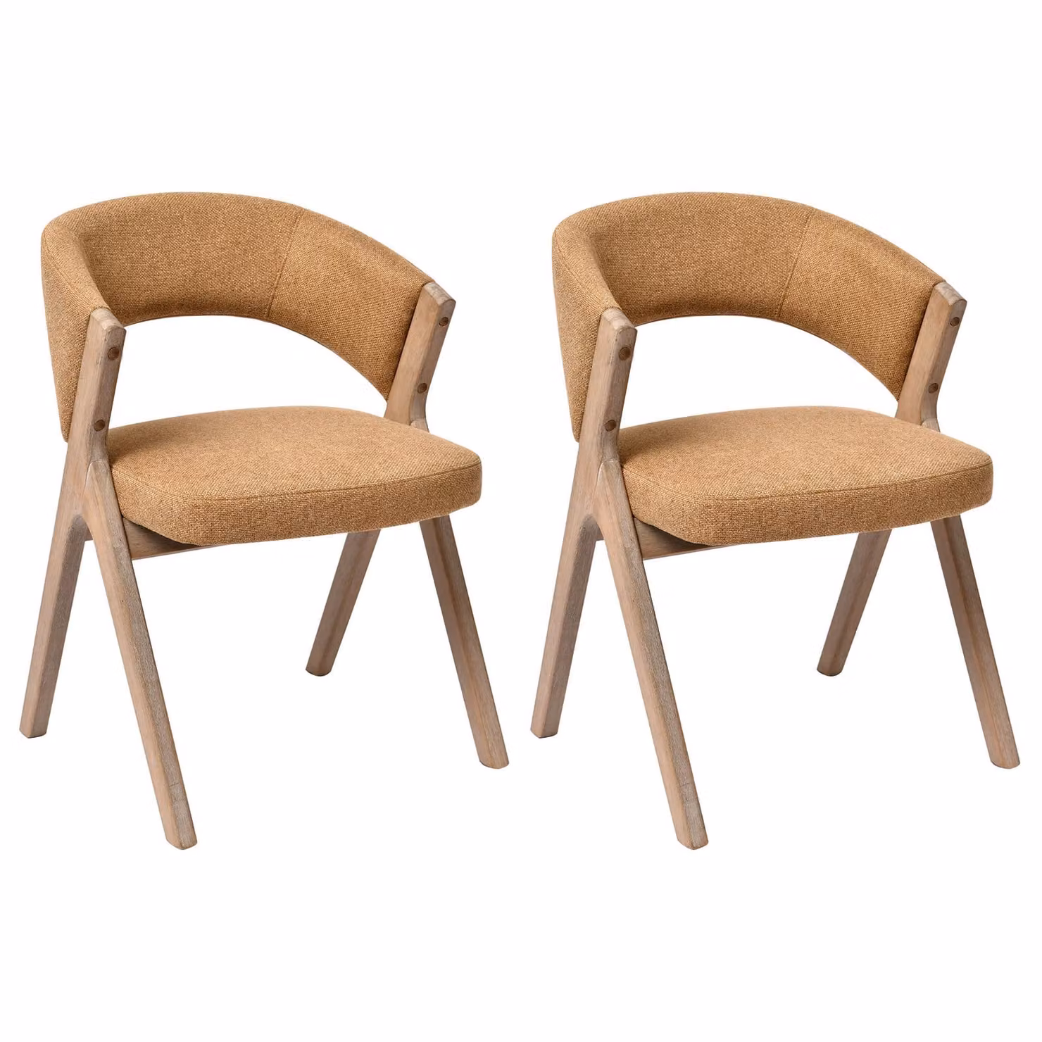 Duhome Set di 2 sedie da pranzo, sedie imbottite in legno con rivestimento in lino, sedie da cucina in stile scandinavo per sala da pranzo, cucina e soggiorno