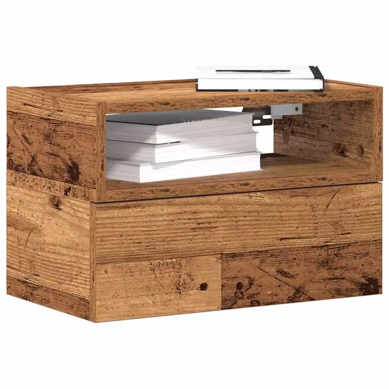Set di 2 comodini da muro vidaXL in legno color marrone antico stile rustico L 45 cm, P 26 cm, H 28,5 cm