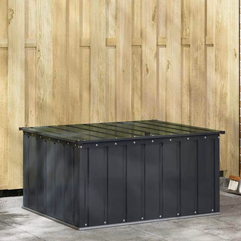 Contenitore per esterni – Cassetta da giardino in acciaio resistente, colore nero, dimensioni 101x82x50 cm