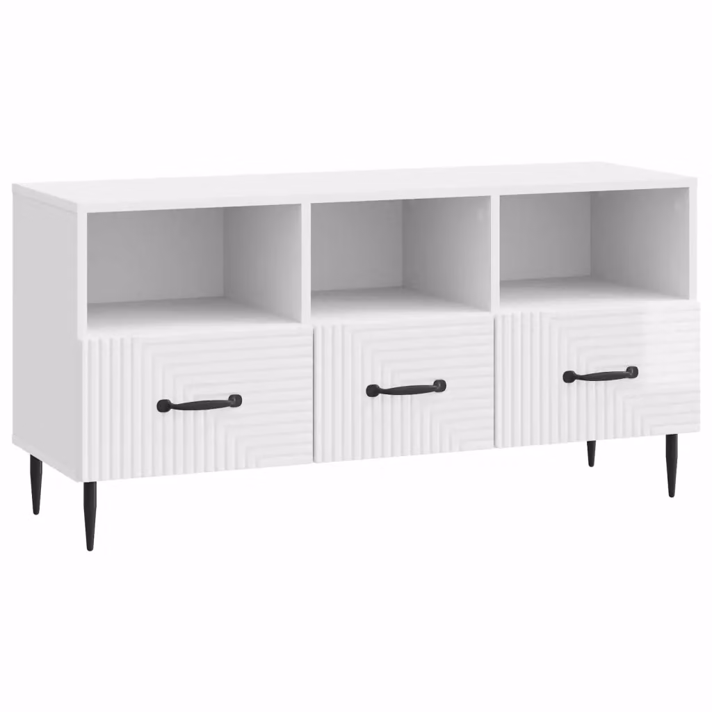Mobile TV moderno vidaXL bianco lucido in legno e metallo L 102 cm x P 34,5 cm x H 50 cm – 2