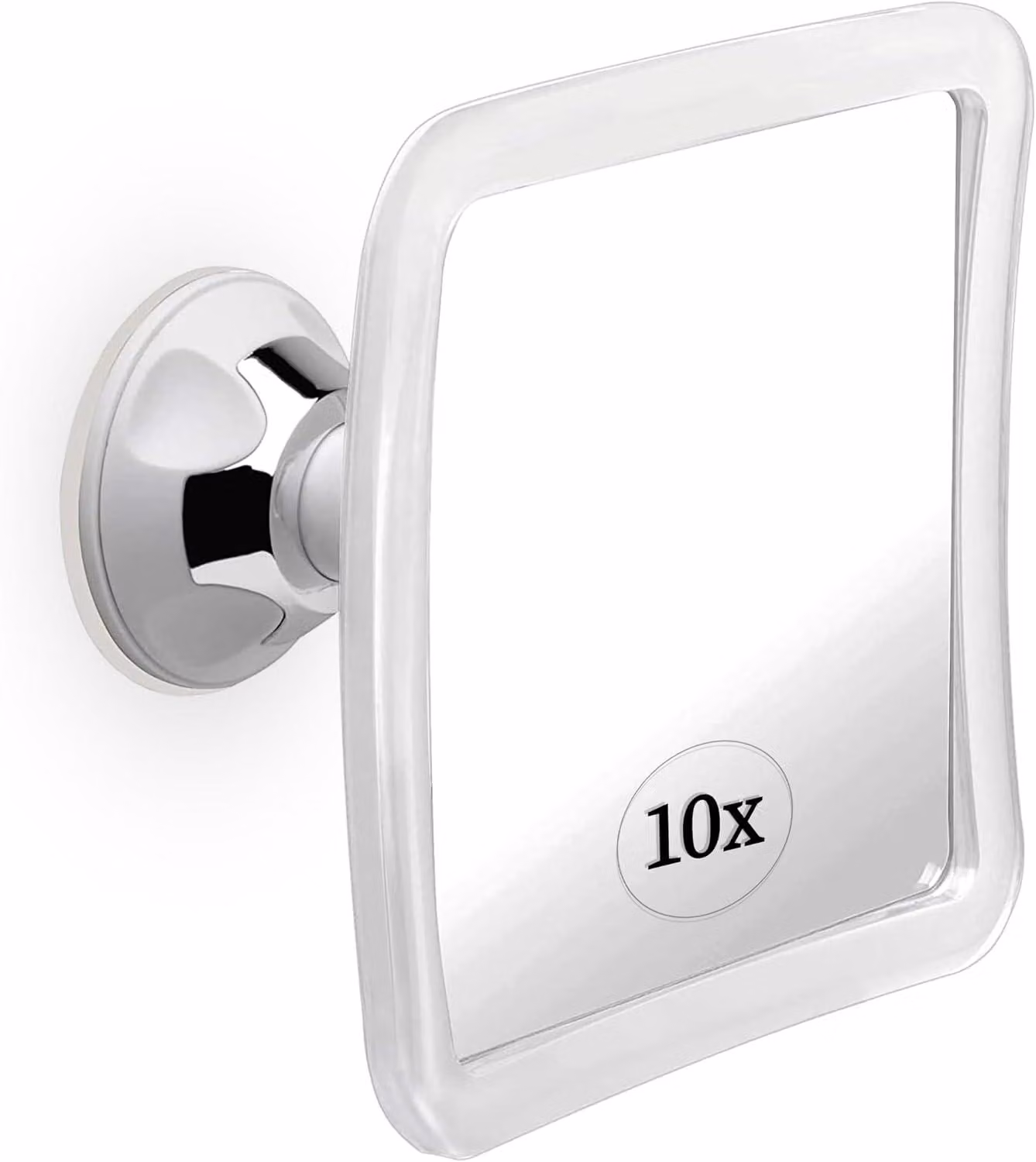 Specchio da trucco ingrandente con ventosa, specchio cosmetico per comodino, bagno e viaggi, forma quadrata, dimensioni 16-3 x 16-3 cm