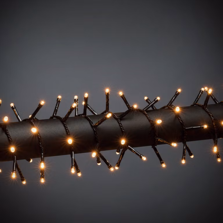 Konstsmide Micro LED Compactlights, 1000 diodi color ambra, 30V, per esterni (IP44), cavo nero - 3870-800