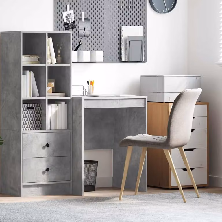 Scrivania minimalista vidaXL in MDF laminato grigio L: 60 cm, P: 50 cm, H: 76 cm