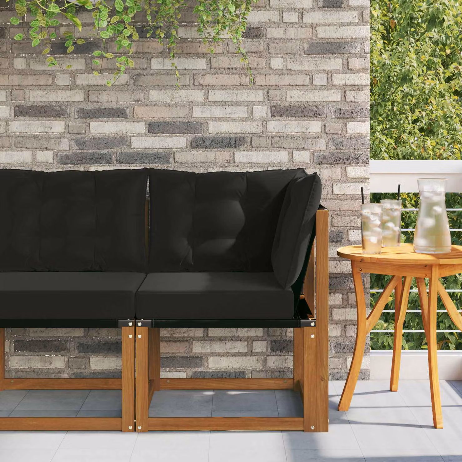 Divano Angolare da Esterno vidaXL in Legno di Acacia con Cuscini Imbottiti e Tessuto Textilene per Giardino e Terrazzo
