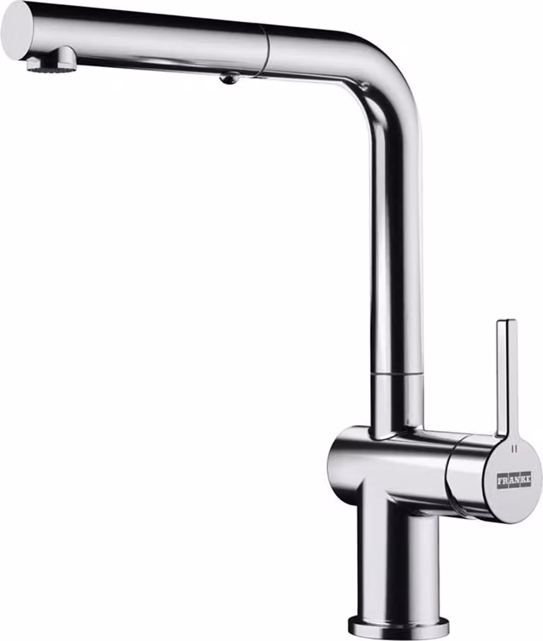 Franke Active New - Miscelatore per lavello FN 6560.031, incernierato sotto la finestra, con doccia estraibile, cromo 115.0653.391