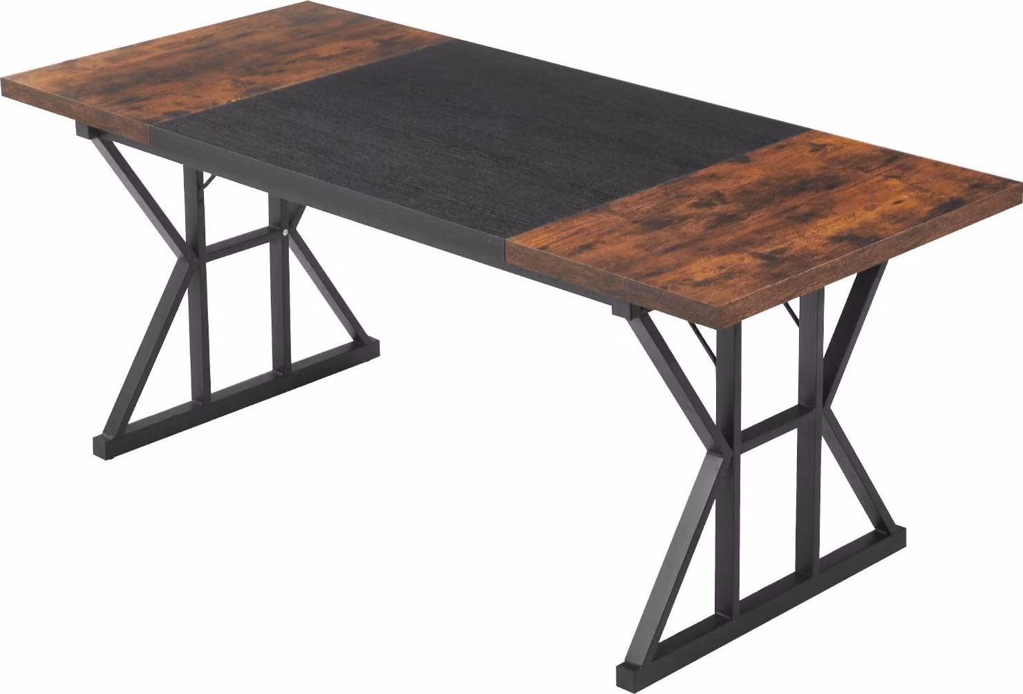 SucceBuy scrivania da ufficio per computer (piano da 180 x 80 cm), scrivania da lavoro moderna con robusta struttura in metallo e portata di 68 kg per ufficio, studio, camera da letto e soggiorno, marrone nero