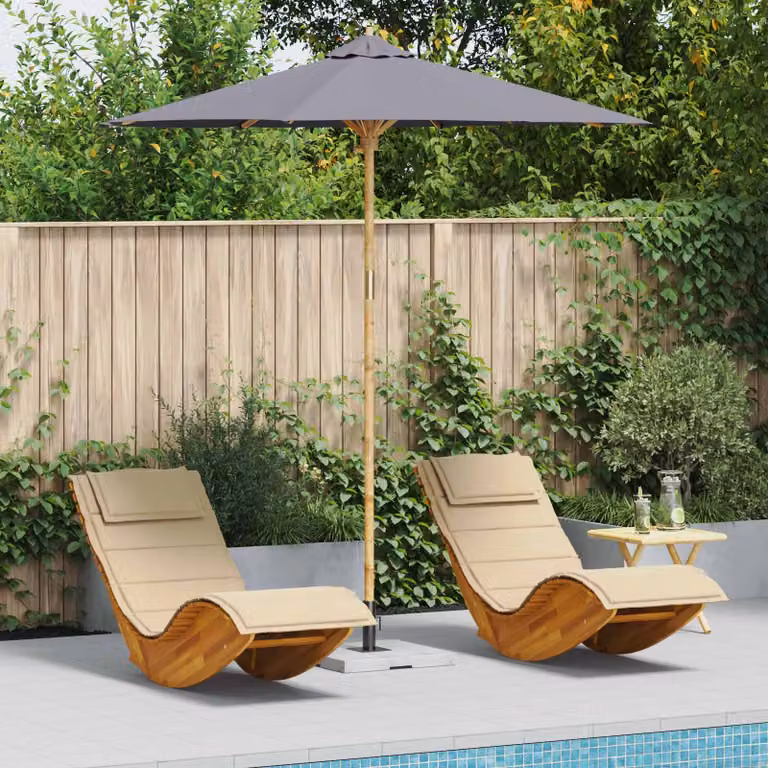 Ombrello da giardino vidaXL in bambù e poliestere, Grigio Scuro, Ø 240 x H 260 cm