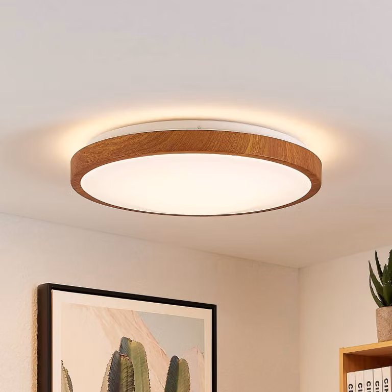 Plafoniera a LED Mynte Lindby, Legno chiaro, Soggiorno / Sala da pranzo, Plastica, Moderno, Plafoniera LED
