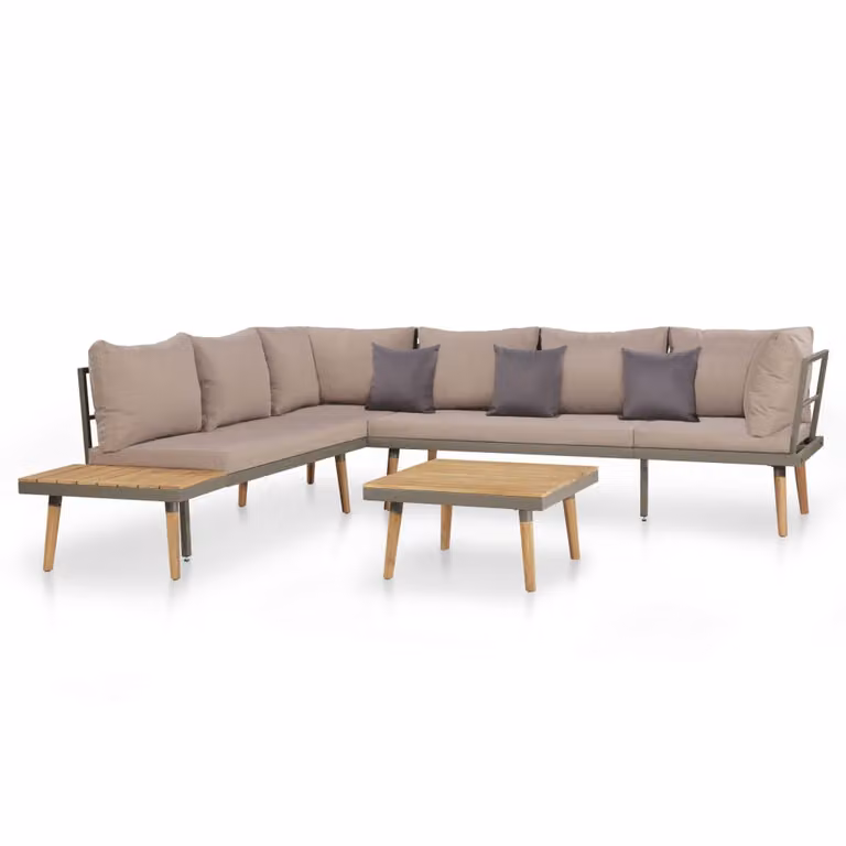 set salotto da giardino 4 pezzi con cuscini in legno massiccio marrone acacia