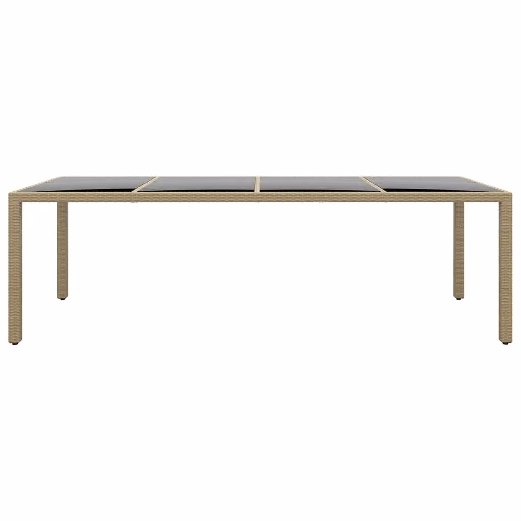 Tavolo da Giardino con Piano Vetro Beige in Polyrattan