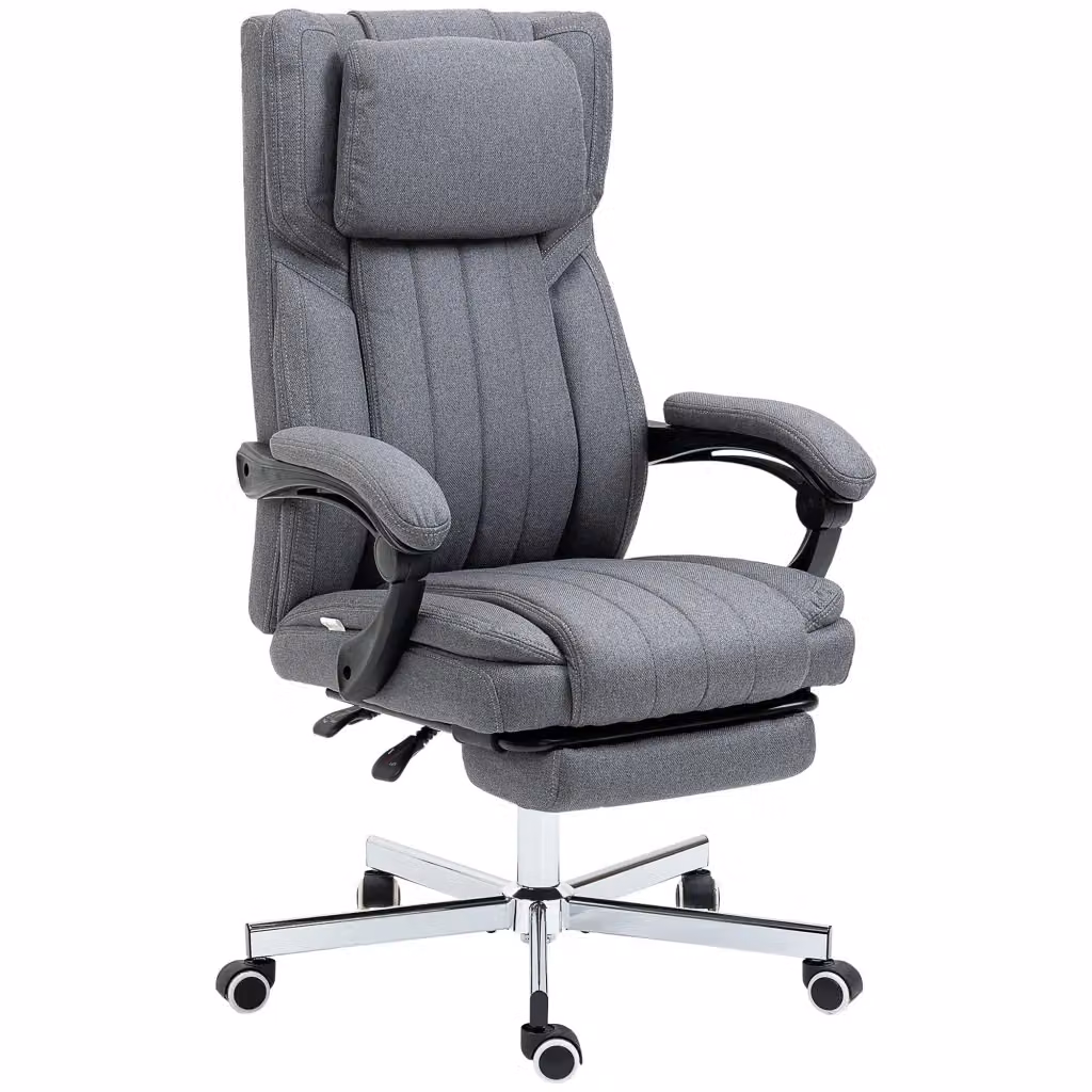 Sedia da Ufficio Executive Minimal Grigio con Poggiatesta e Braccioli L: 65 cm, P: 61 cm, H: 118 cm – 2