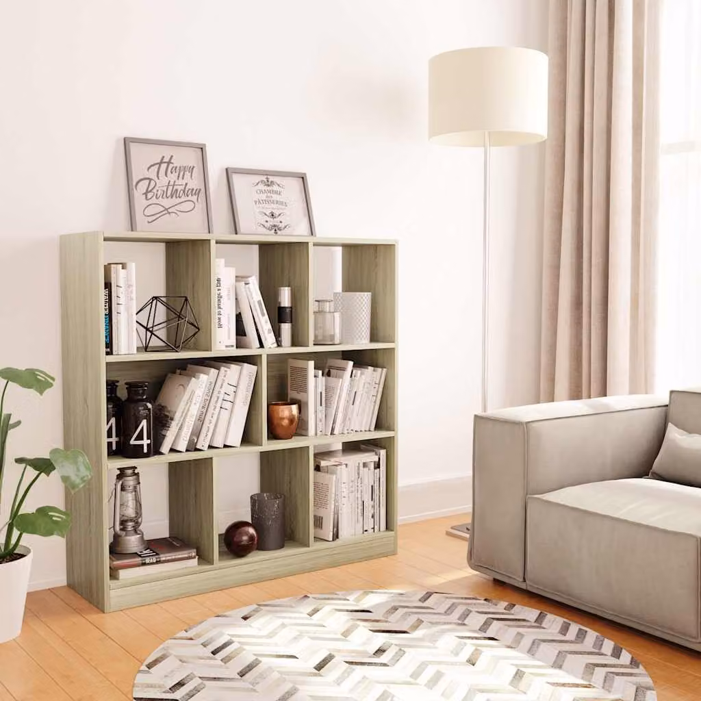 Libreria vidaXL in Legno Multistrato e MDF, Colore Rovere Sonoma (Marrone/Beige), L 97,5 x P 29,5 x H 100 cm