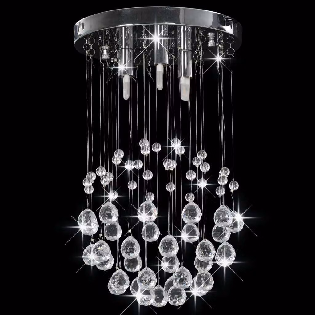 vidaXL Plafoniera con sfere di cristallo argento 3x lampadine G9