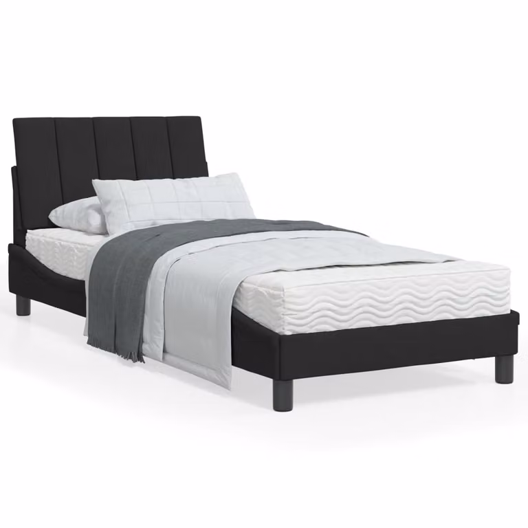 Letto con Materasso Hanko vidaXL in Velluto Nero 90x200 cm
