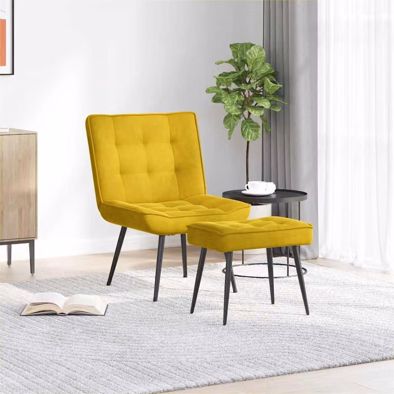 vidaXL Poltrona Relax con Poggiapiedi in Velluto Giallo
