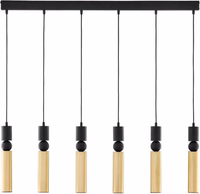 Lampada sospensione ALAS Jupiter 90cm nero-oro 6xGU10