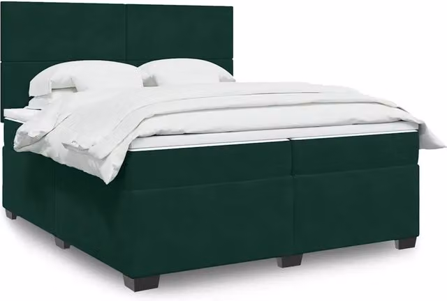 Letto con Giroletto a Molle e Materasso vidaXL in Velluto Verde Scuro, L/P: 200 x 200 cm – 1