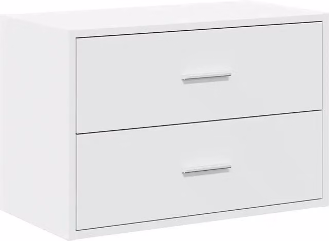 Mobile contenitore impilabile 60 x 31 x 40 cm con 2 cassetti pratico complemento d'arredo moderno in legno composito bianco 02_0051188
