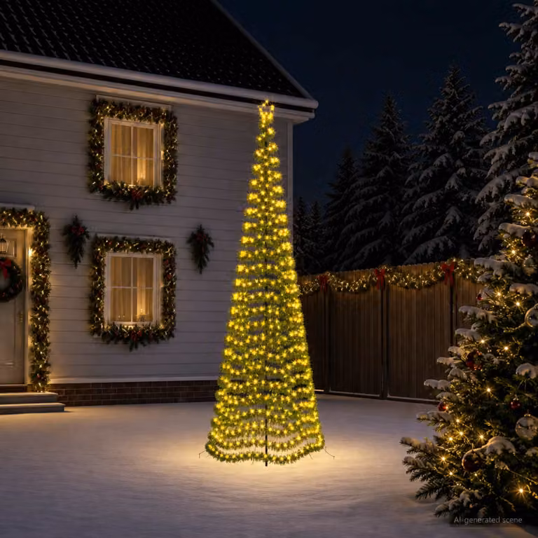 vidaXL Albero di Natale a LED in tinsel con picchetto EKENAS 400 cm