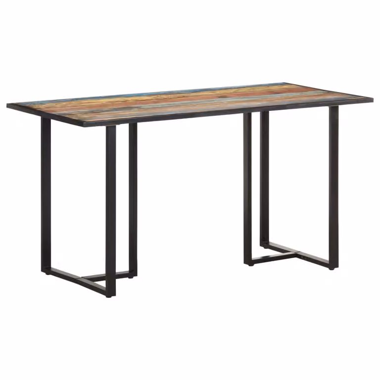 Tavolo da pranzo "Patersberg" in acciaio, legno massiccio anticato, nero. Dimensioni (L/A) 140x70x76 cm