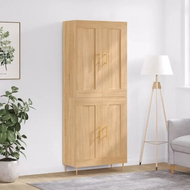 Credenza moderna vidaXL in legno e metallo colore marrone, L: 69,5 cm, P: 34 cm, H: 180 cm