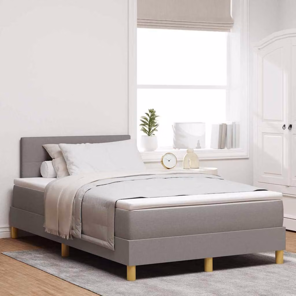 Maison Exclusive - Letto boxspring con cuscini e testiera color taupe, 120 x 200 cm, tessuto