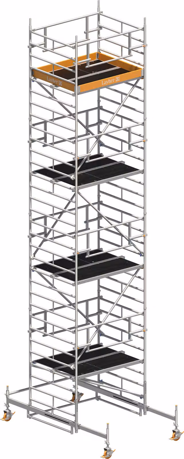 Ponteggio mobile Layher Uni Kompakt P2 Safety Plus con doppia ringhiera 9,38 m AH